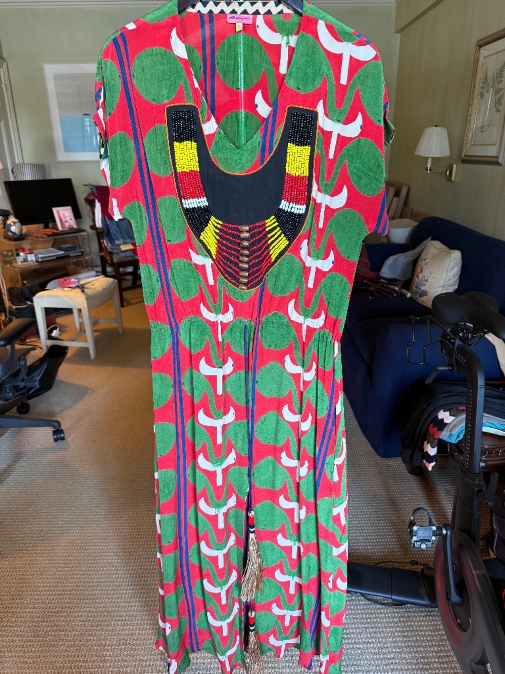 Anupamaa 100% Silk Beaded Maxi Dress – Size Medium